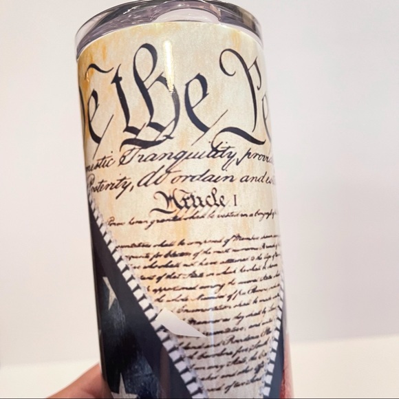 NEW:We the people PATRIOTIC flag 20 oz metal tumbler Red White and Blue - Picture 4 of 7